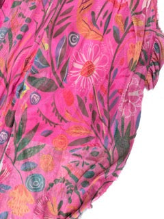 Floral Printed Mesh Ruffle Pants
