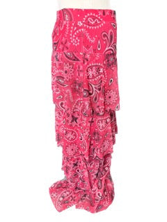 Mesh Bandana Print Tiered Maxi Skirt (Red)