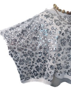 Oversized Sequin Mesh Top (Silver)
