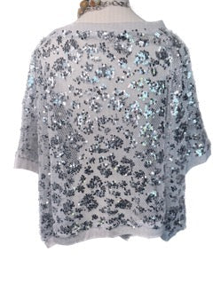 Oversized Sequin Mesh Top (Silver)