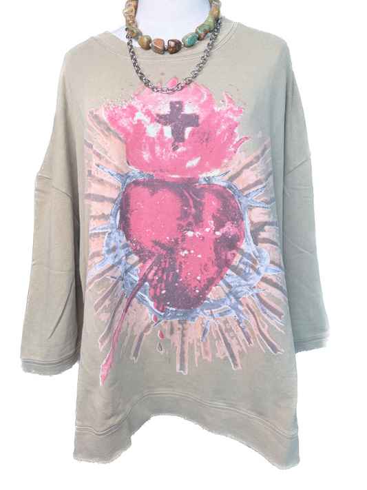 Jaded Gypsy- Dance With The Moon Sweatshirt (Olive Sacred Heart)
