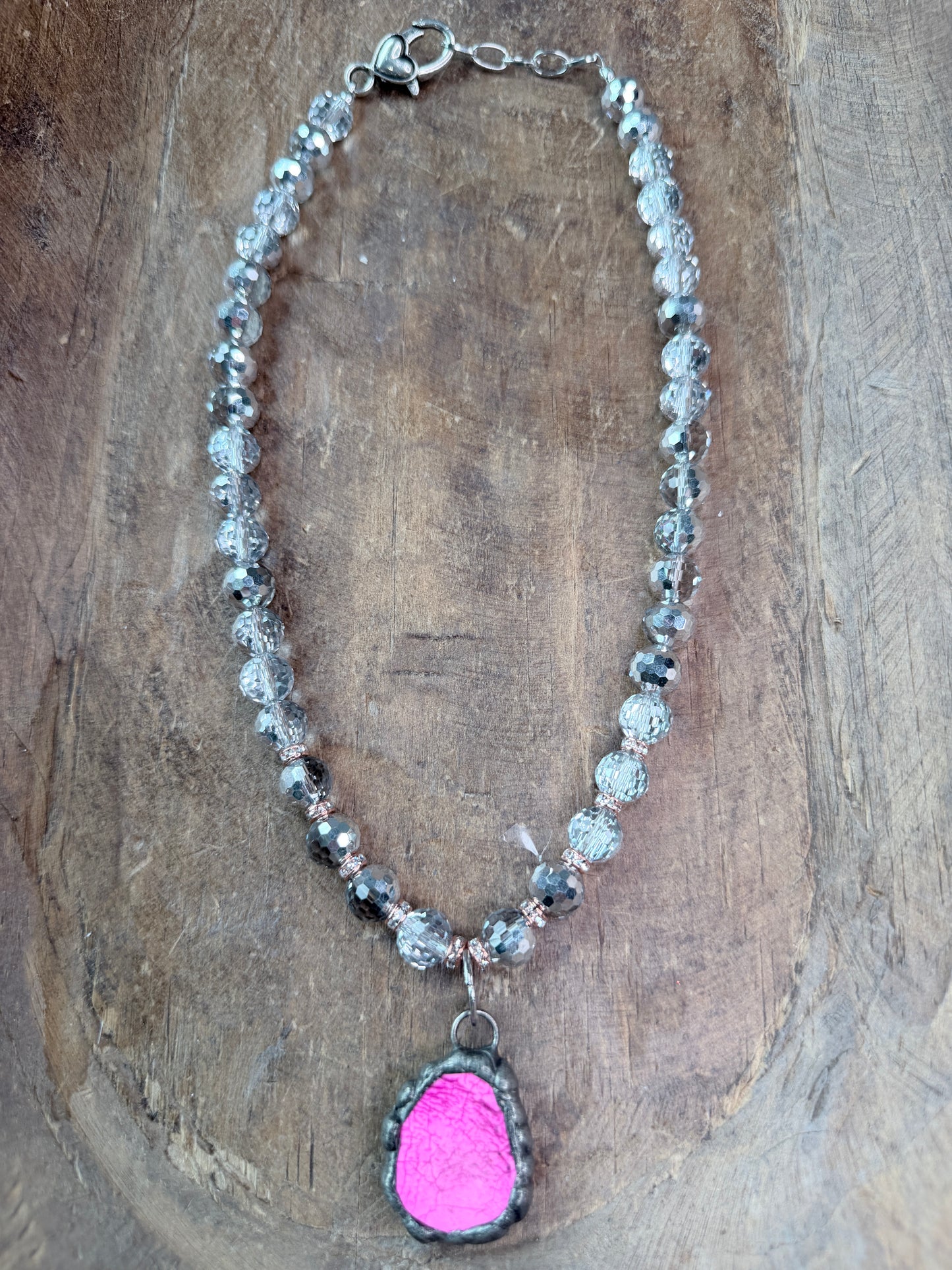 Soldered Pink Howlite and Glitzy Beaded Necklace