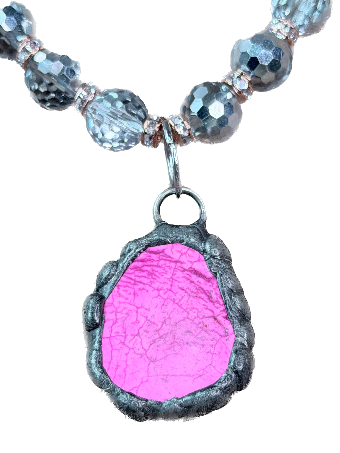 Soldered Pink Howlite and Glitzy Beaded Necklace