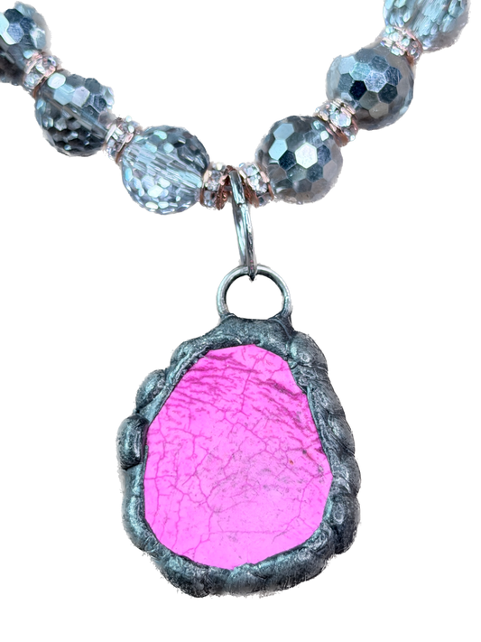 Soldered Pink Howlite and Glitzy Beaded Necklace