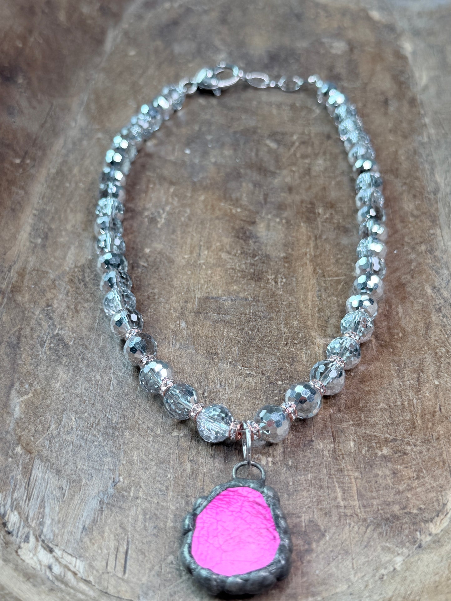 Soldered Pink Howlite and Glitzy Beaded Necklace