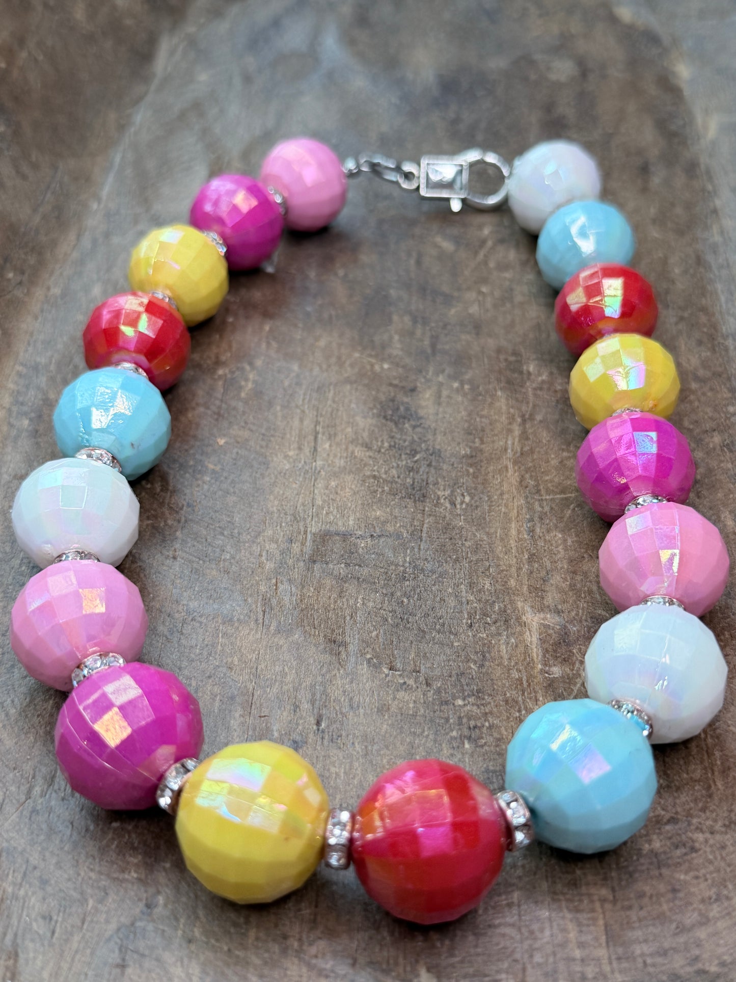 Colorful Discoball Bubble Gum Bead Necklace