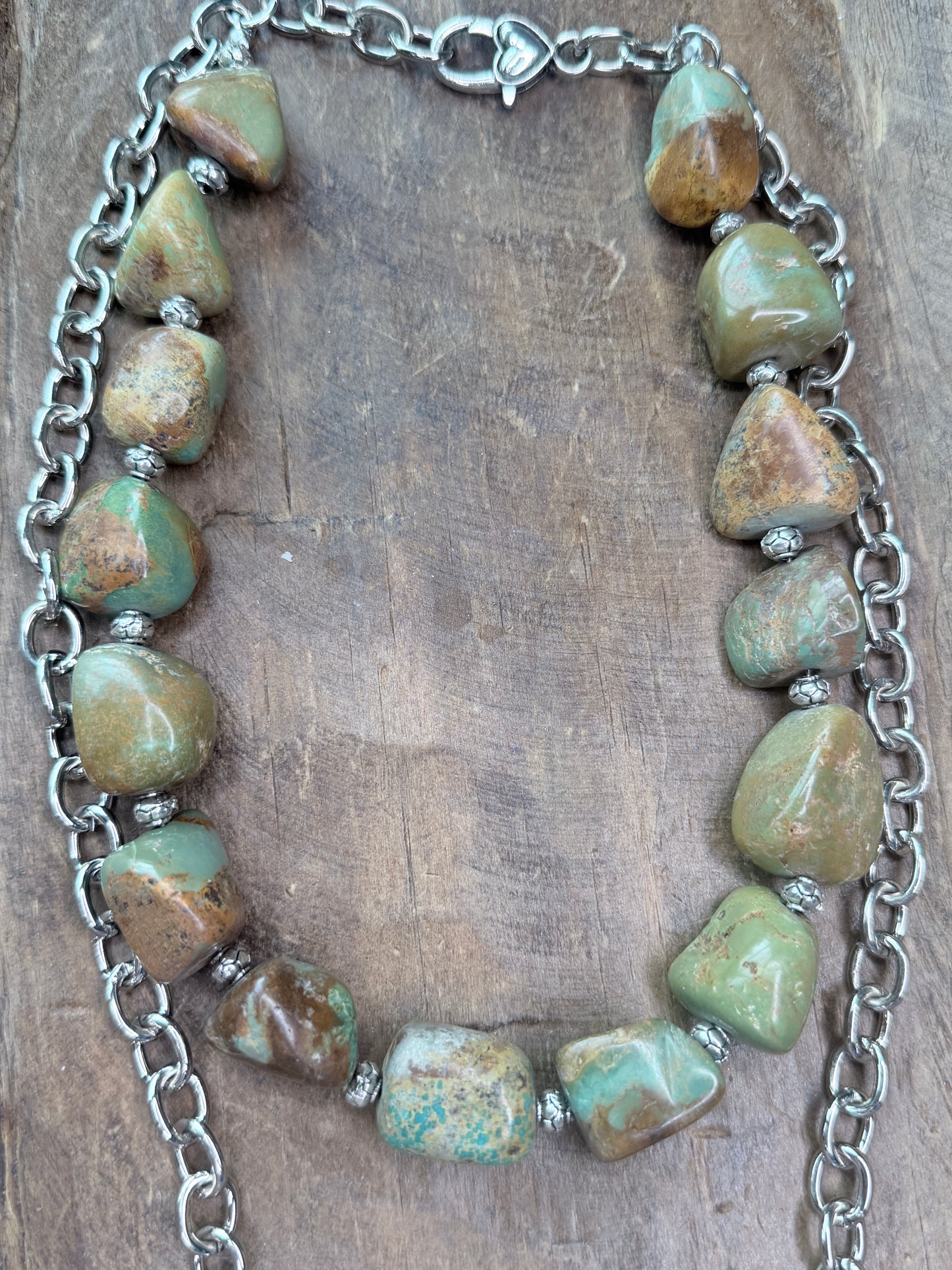 Layered Silver and Natural Turquoise Necklace
