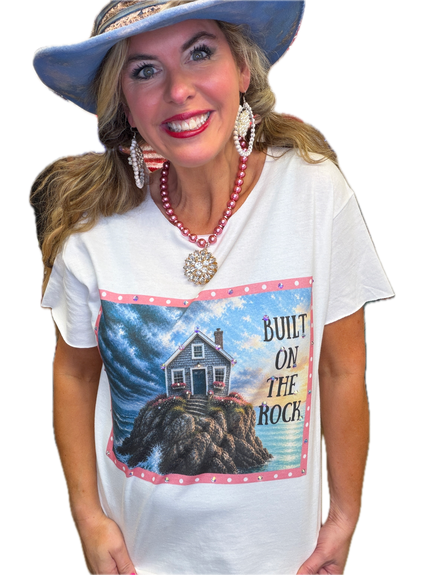 Built On The Rock T-Shirt (Christy Cut) (No Bling) - Indigo Blue *Final Sale*