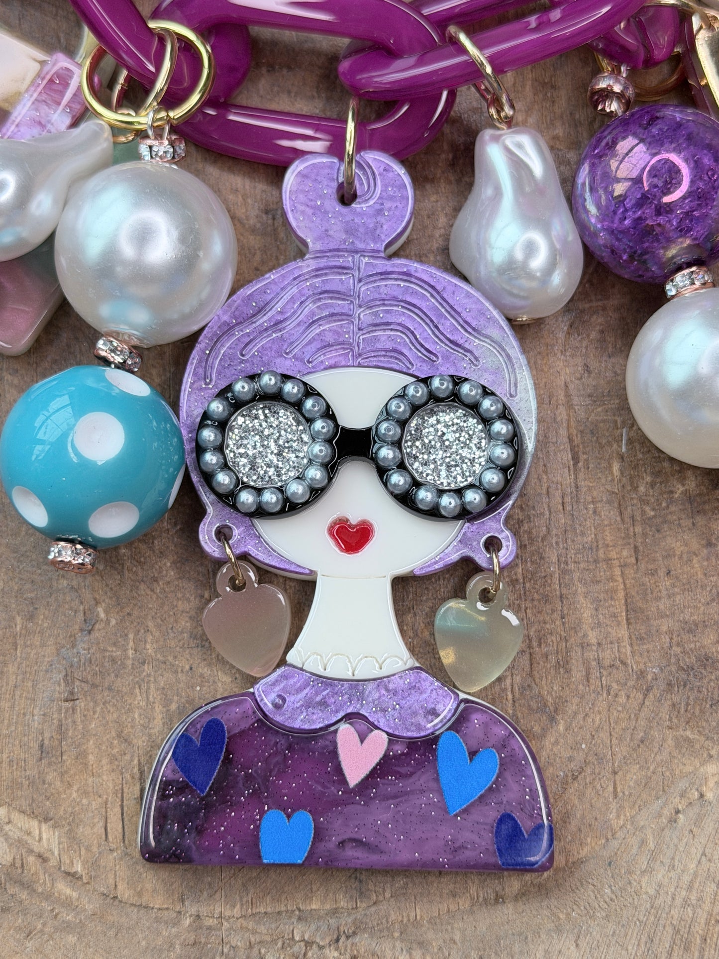 Chic Lady Charm Necklace (Purple and Blue)
