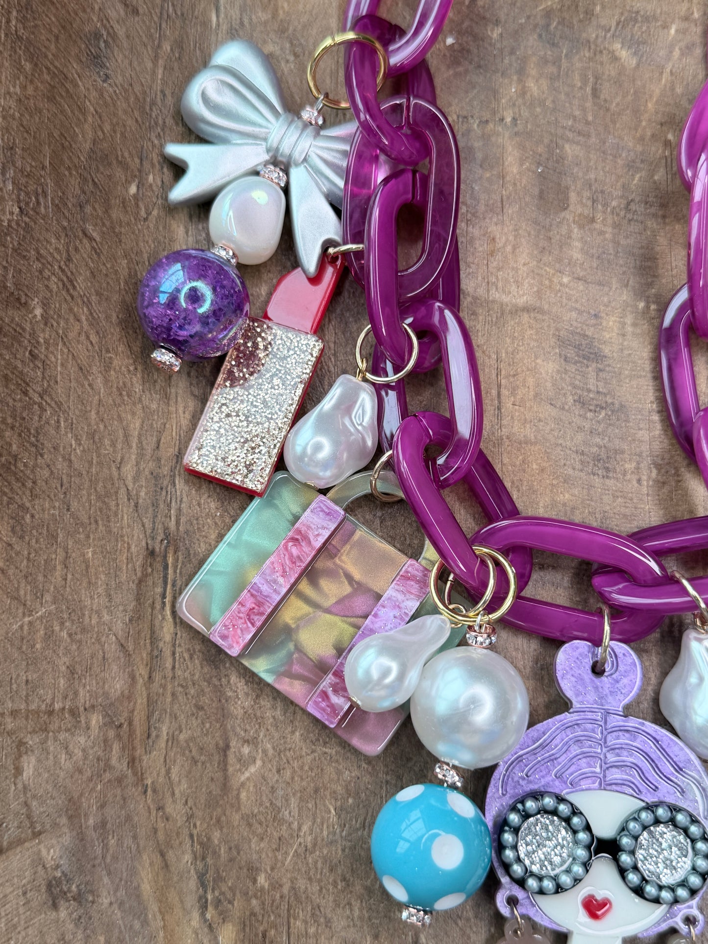 Chic Lady Charm Necklace (Purple and Blue)