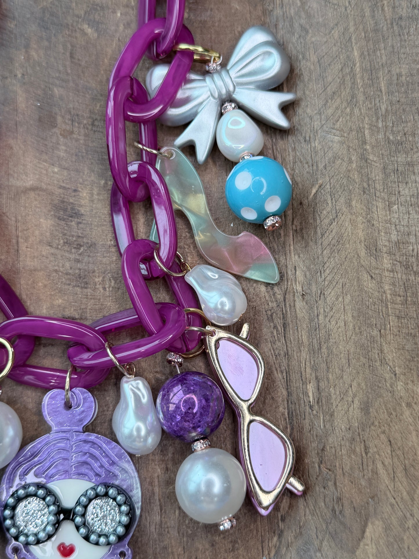Chic Lady Charm Necklace (Purple and Blue)