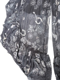 Printed Mesh Ruffle Pants (Black)