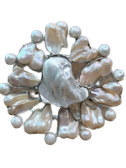 Bree German Silver Baroque Pearl Cluster Cuff