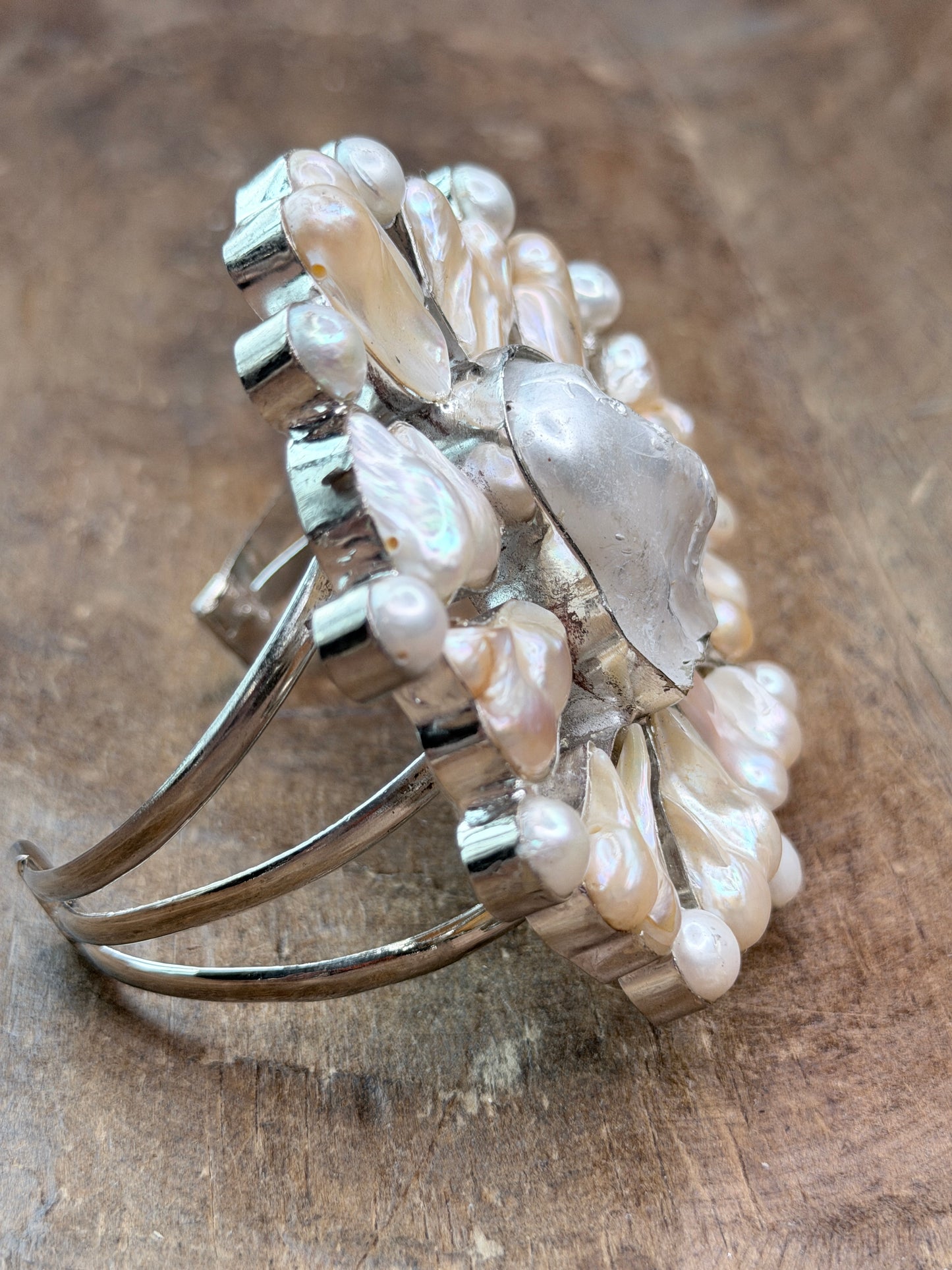 Bree German Silver Baroque Pearl Cluster Cuff