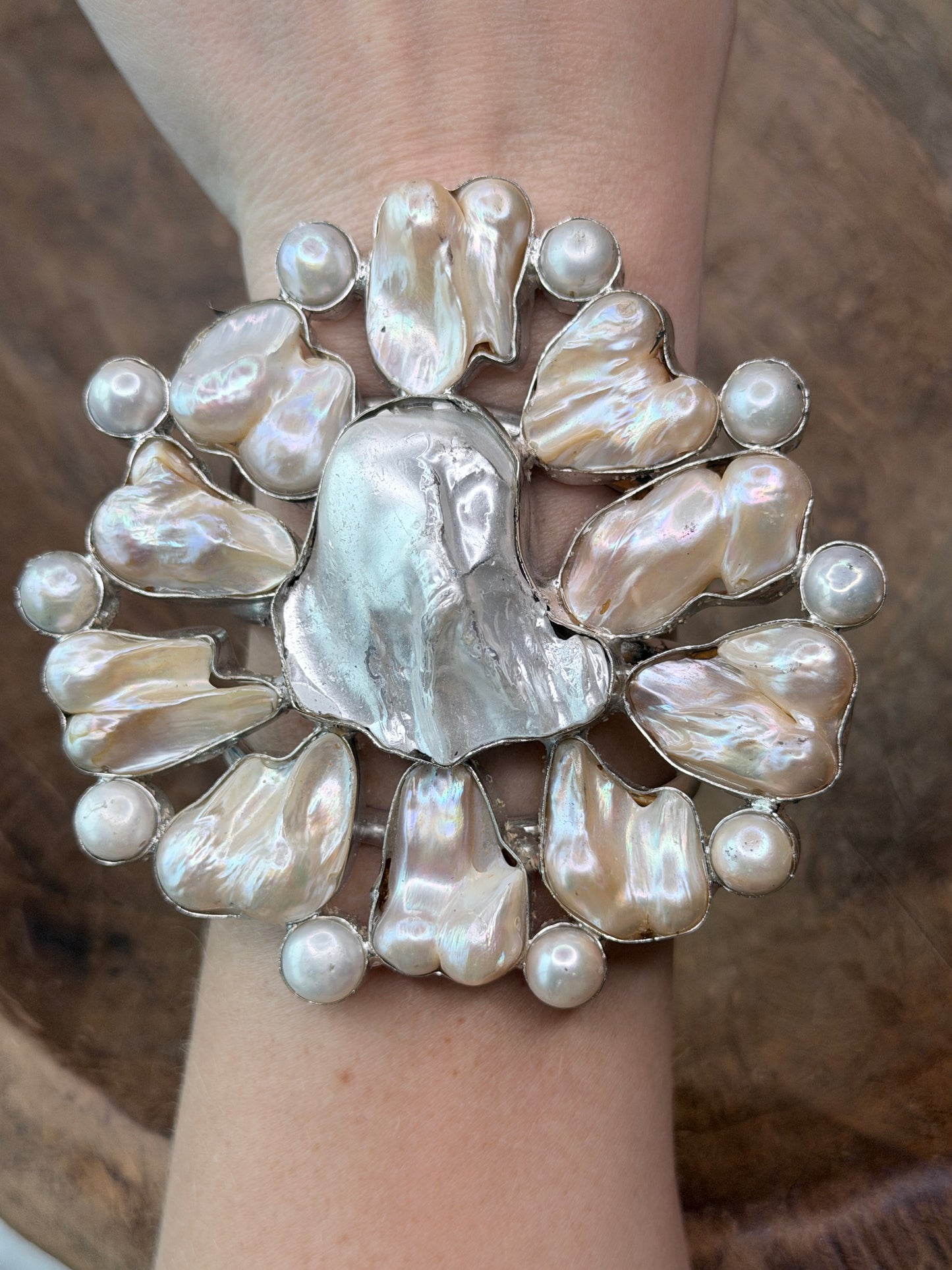 Bree German Silver Baroque Pearl Cluster Cuff