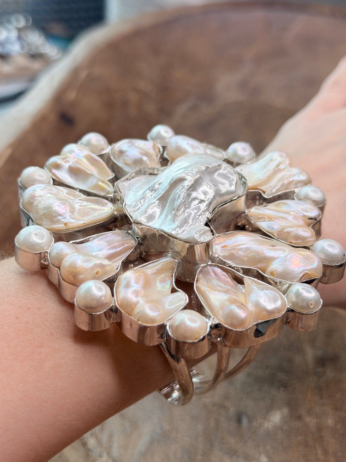 Bree German Silver Baroque Pearl Cluster Cuff