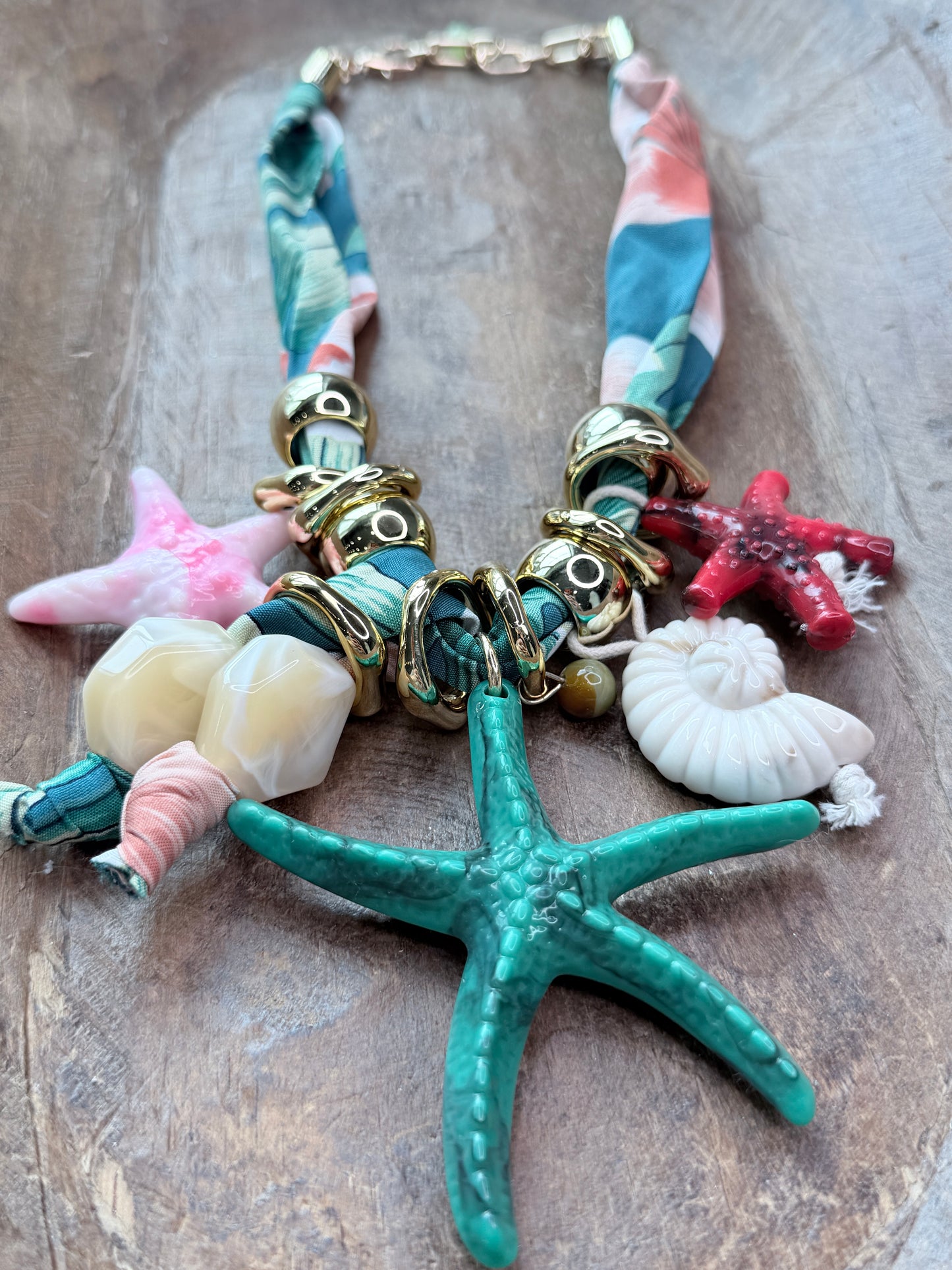 Chunky Multi-Color Beach Scarf Neckalce