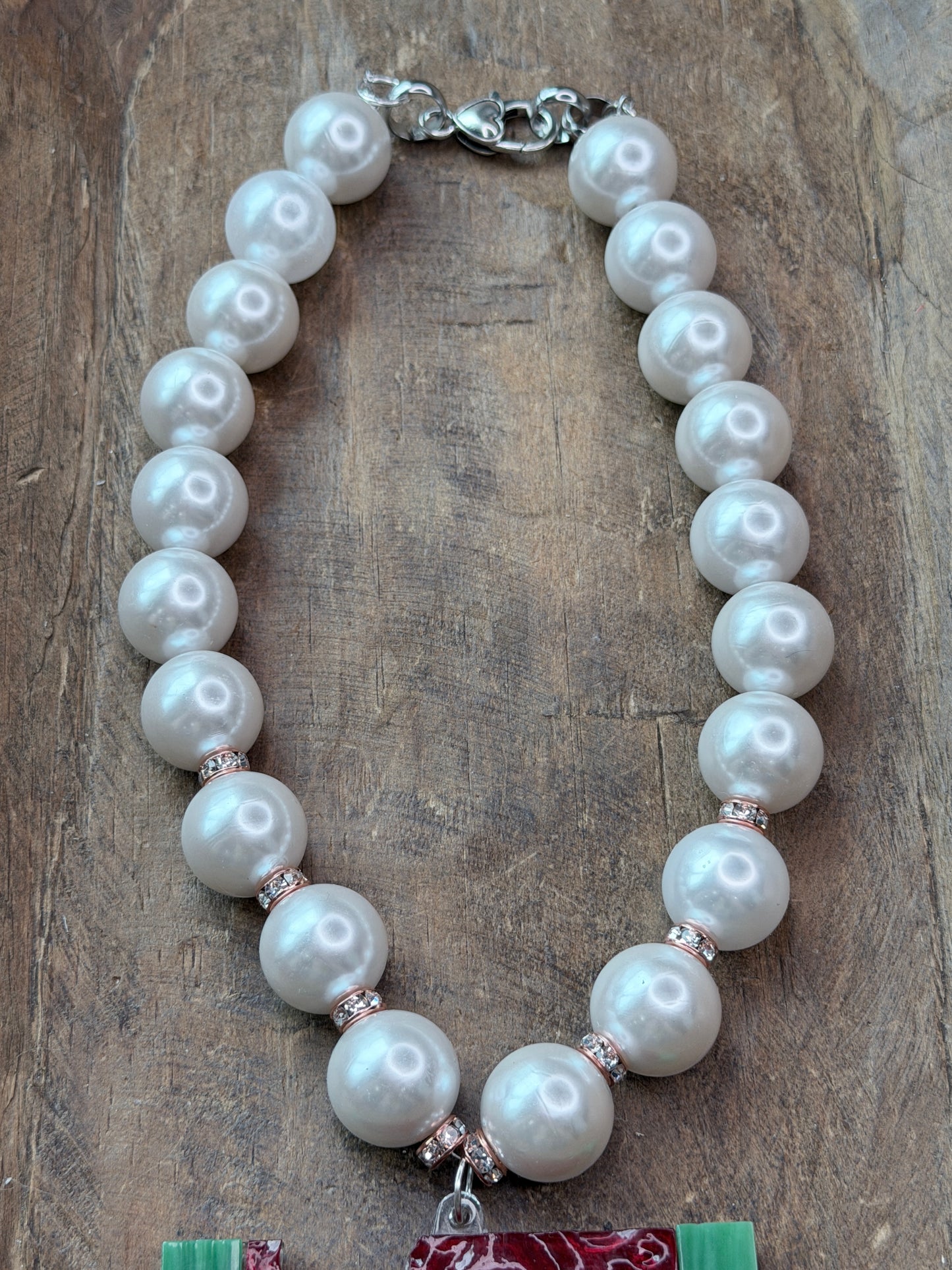 Pearly Stained Glass Watermelon Necklace- Indigo Blue