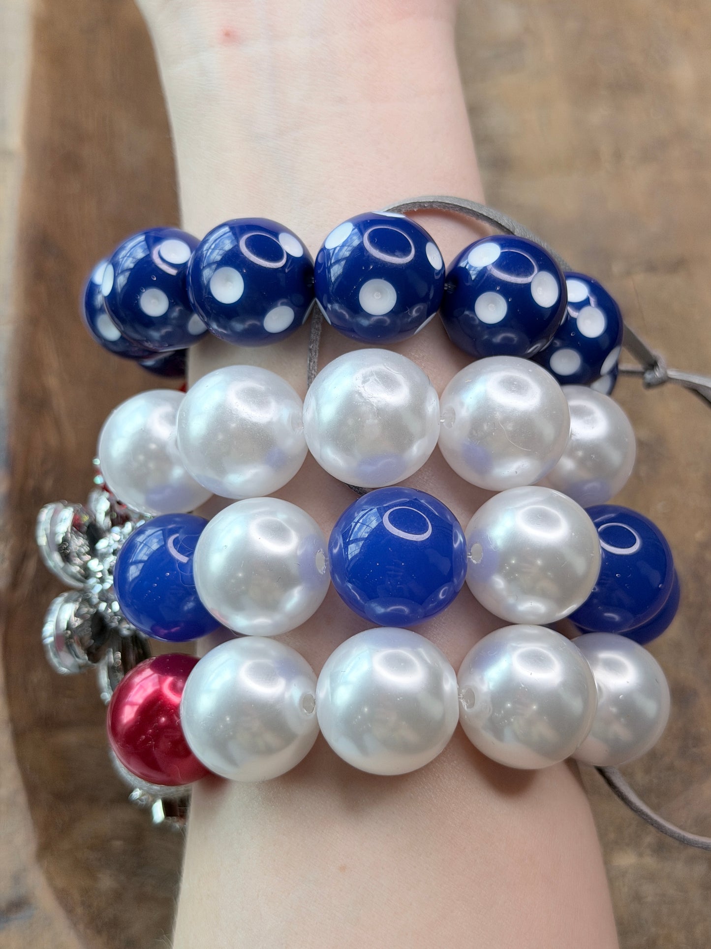 Dani Red, White, and Blue Glitzy Bracelet Stack- Indigo Blue