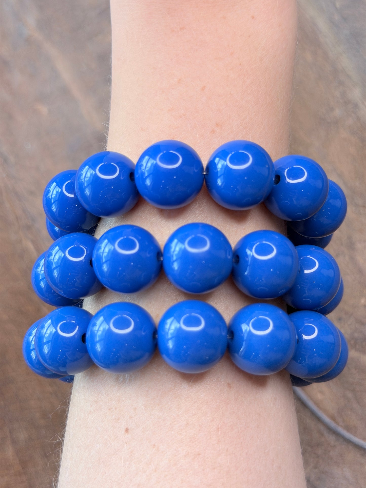3-Stack Blue Beaded Bracelet