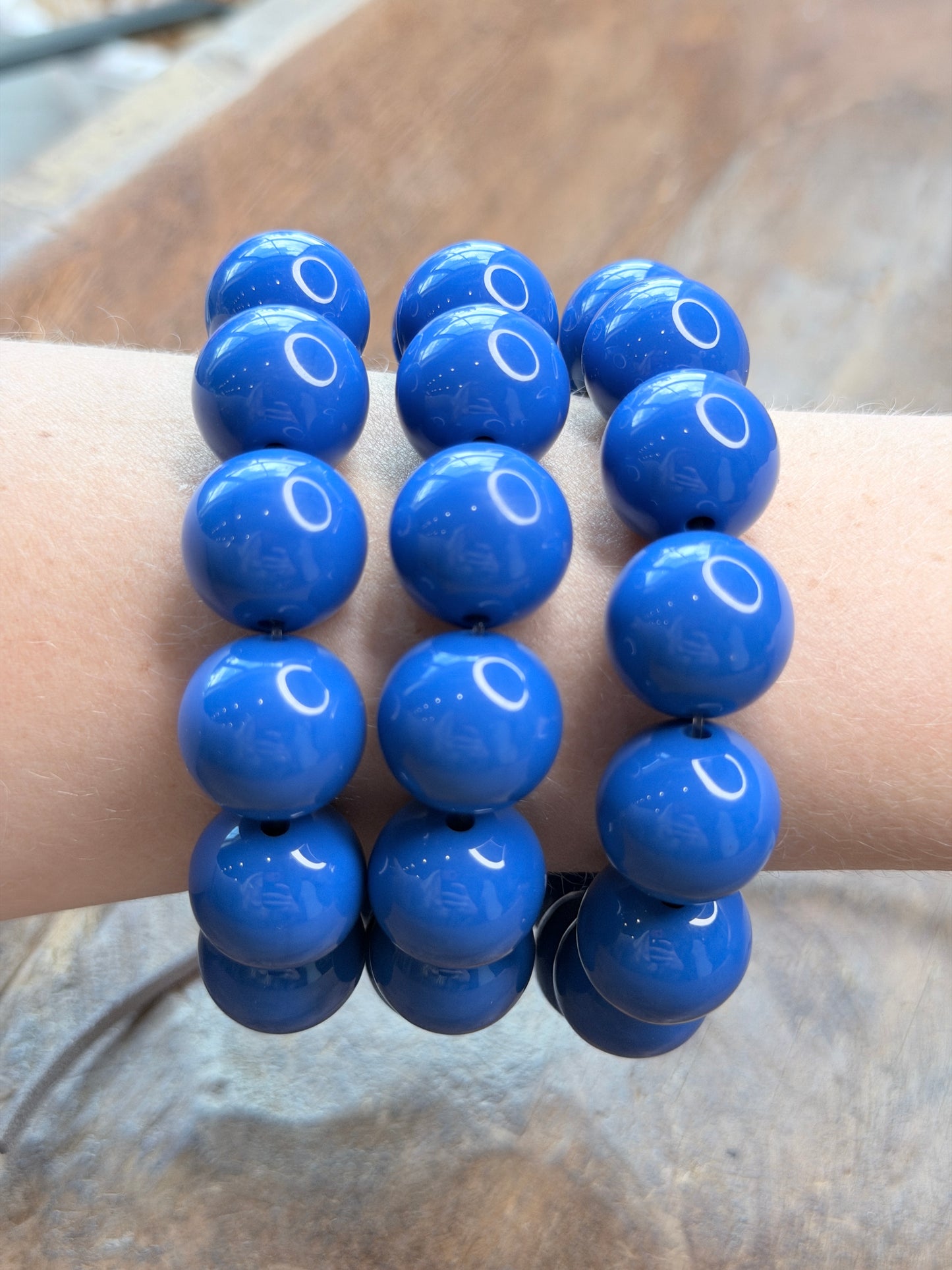 3-Stack Blue Beaded Bracelet