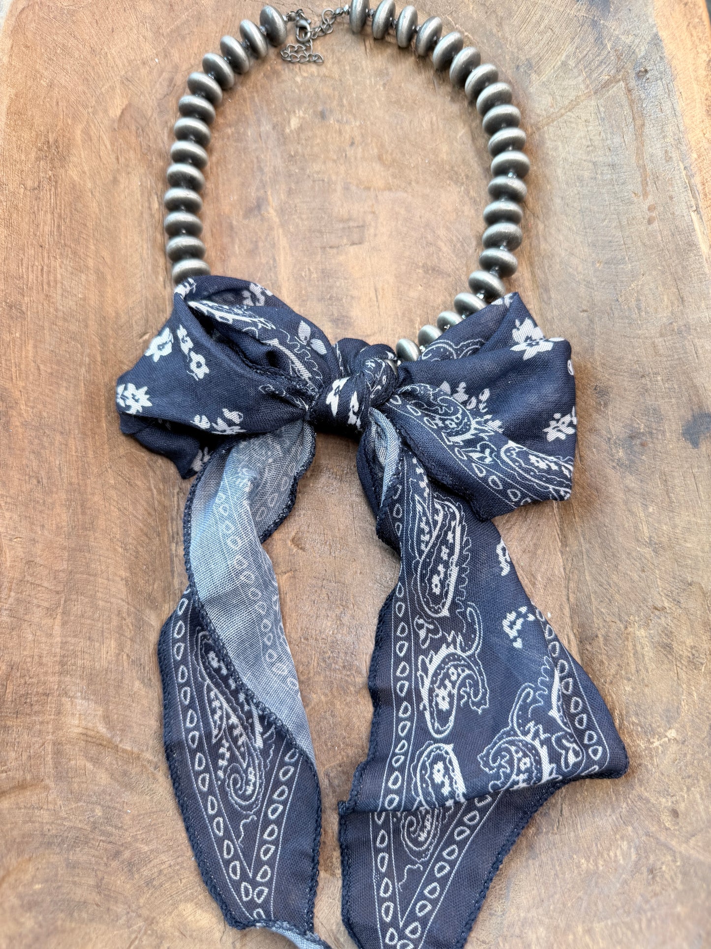 Wrapped In Style Necklace (Navajo and Denim Paisley)- Indigo Blue