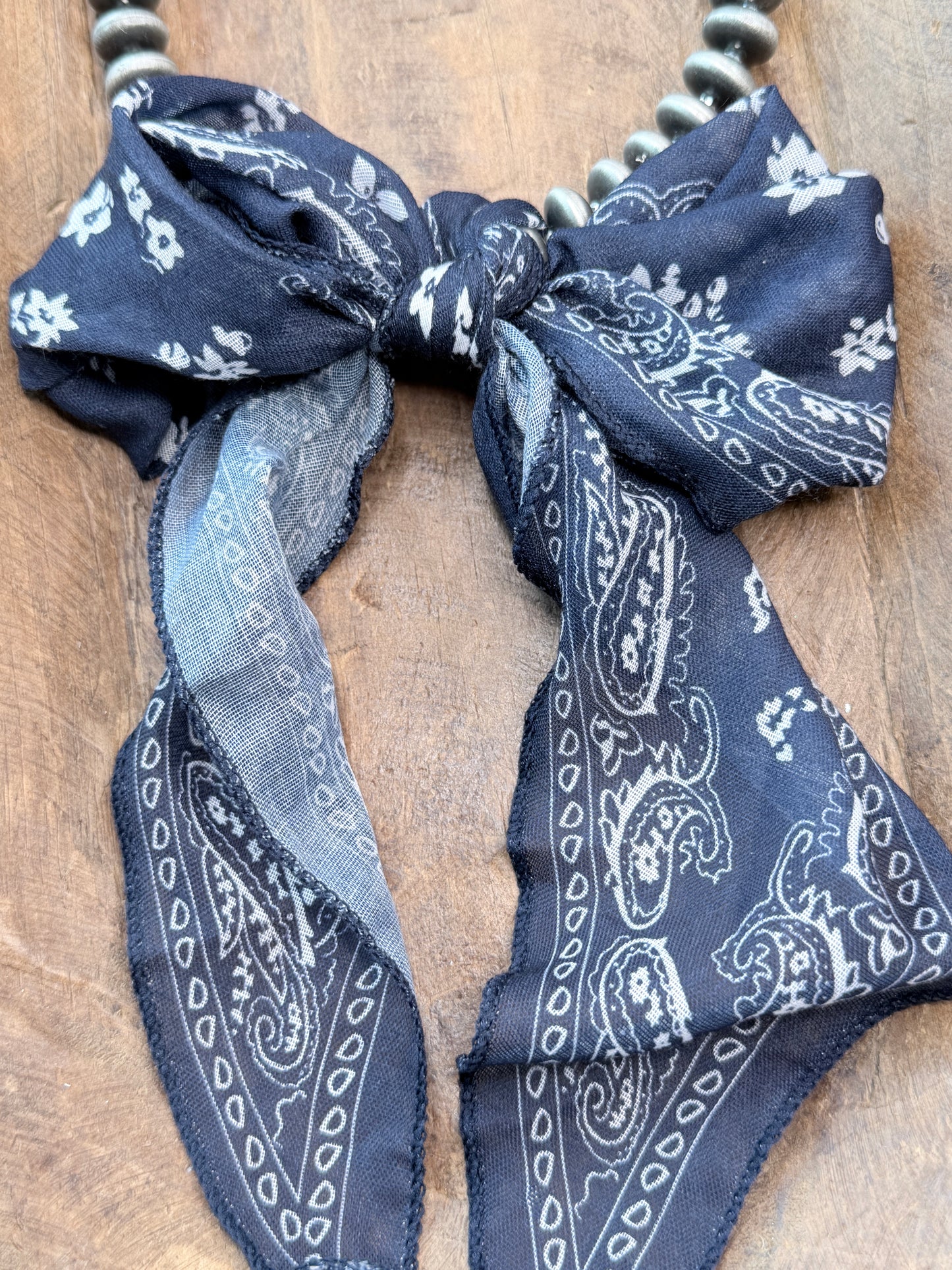 Wrapped In Style Necklace (Navajo and Denim Paisley)- Indigo Blue