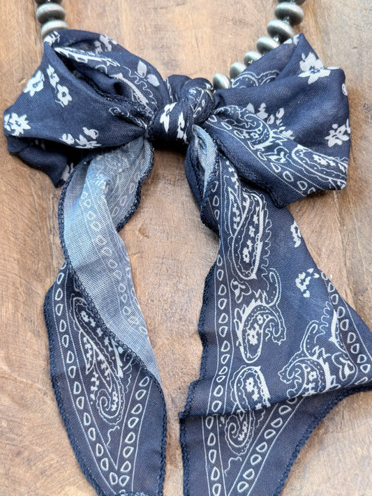 Wrapped In Style Necklace (Navajo and Denim Paisley)- Indigo Blue