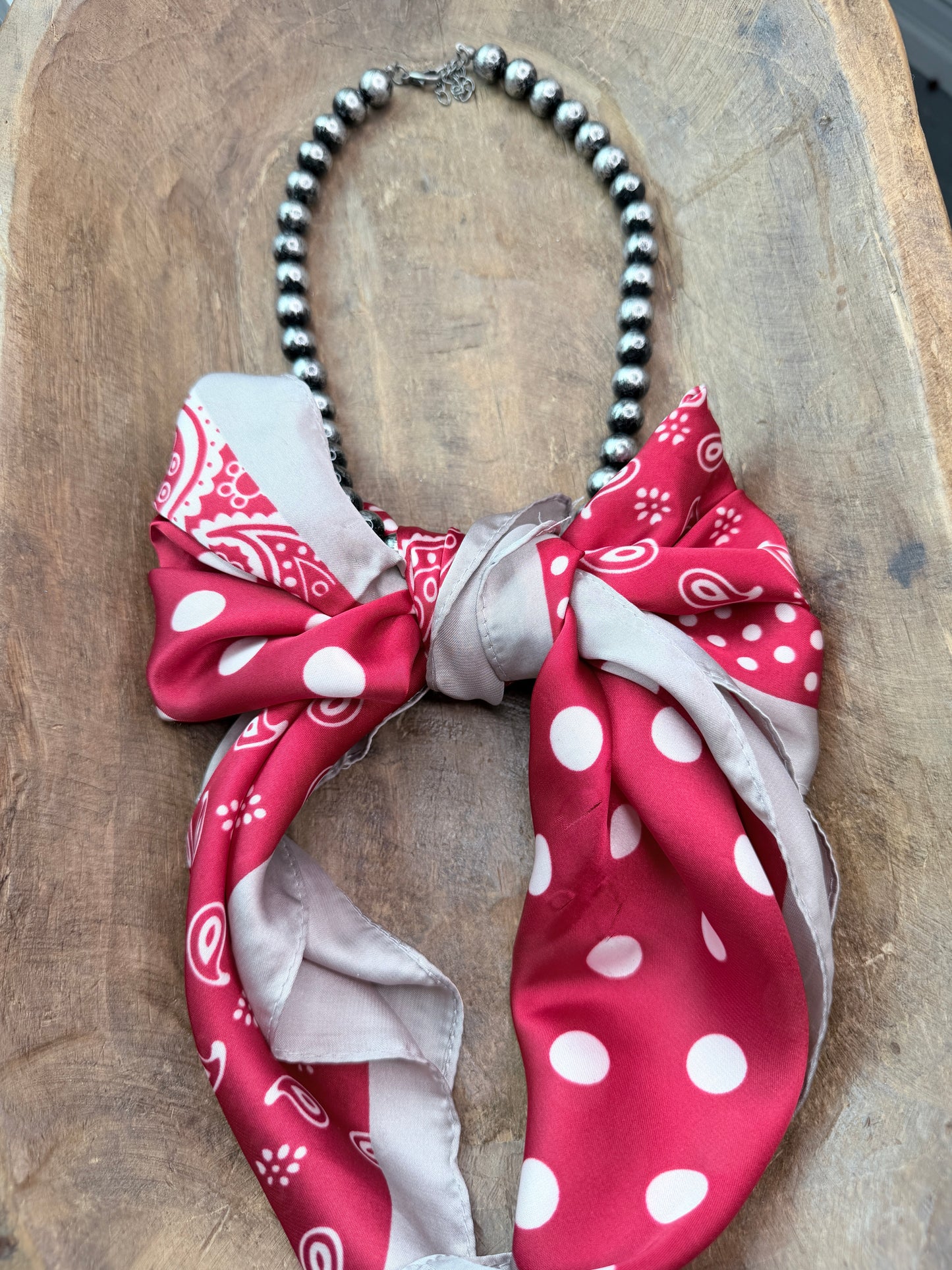 Wrapped In Style Necklace (Navajo and Red Paisley)- Indigo Blue