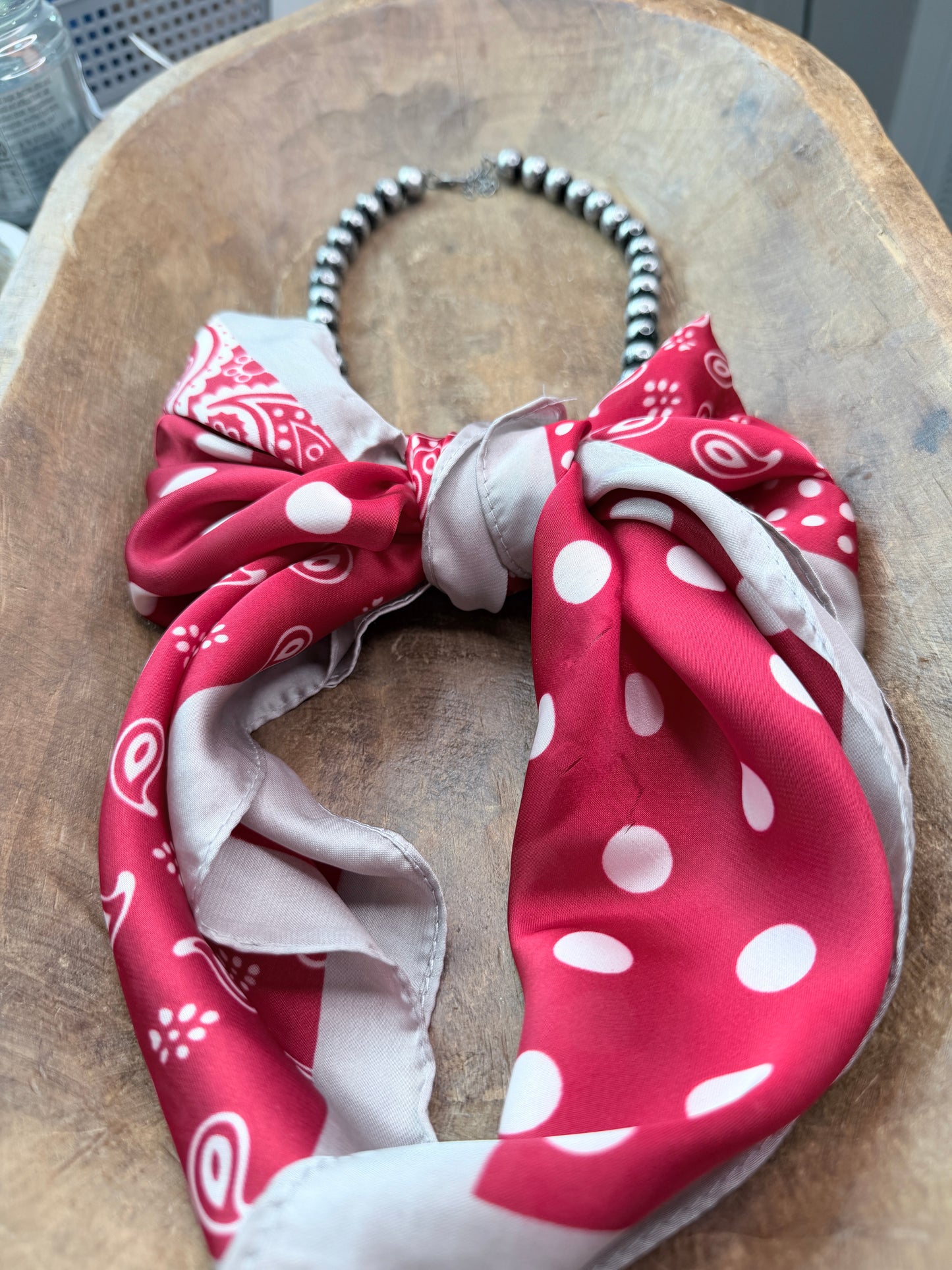 Wrapped In Style Necklace (Navajo and Red Paisley)- Indigo Blue