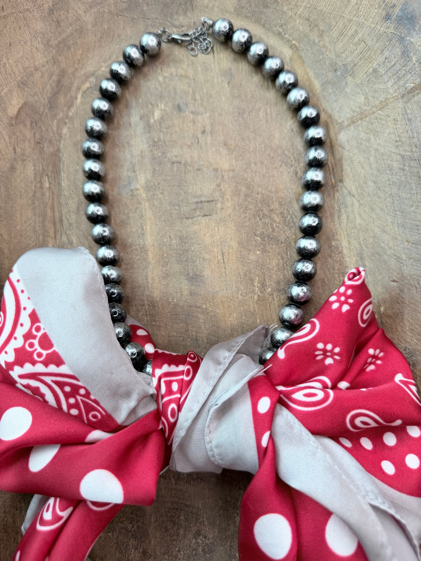 Wrapped In Style Necklace (Navajo and Red Paisley)- Indigo Blue