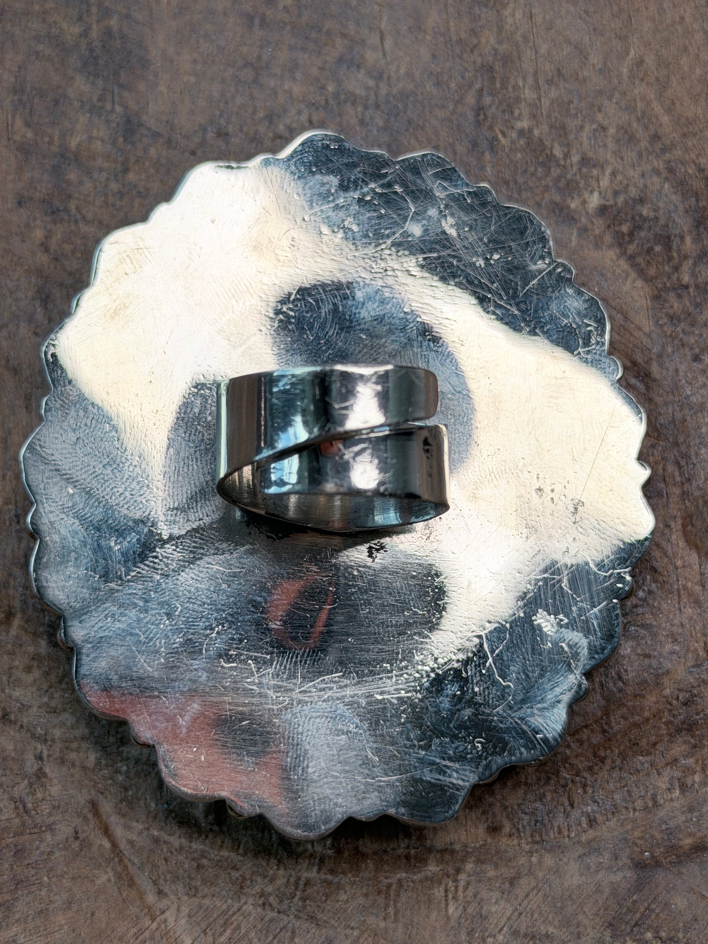 German Silver Banded Agate and Chalcedony Cluster Ring