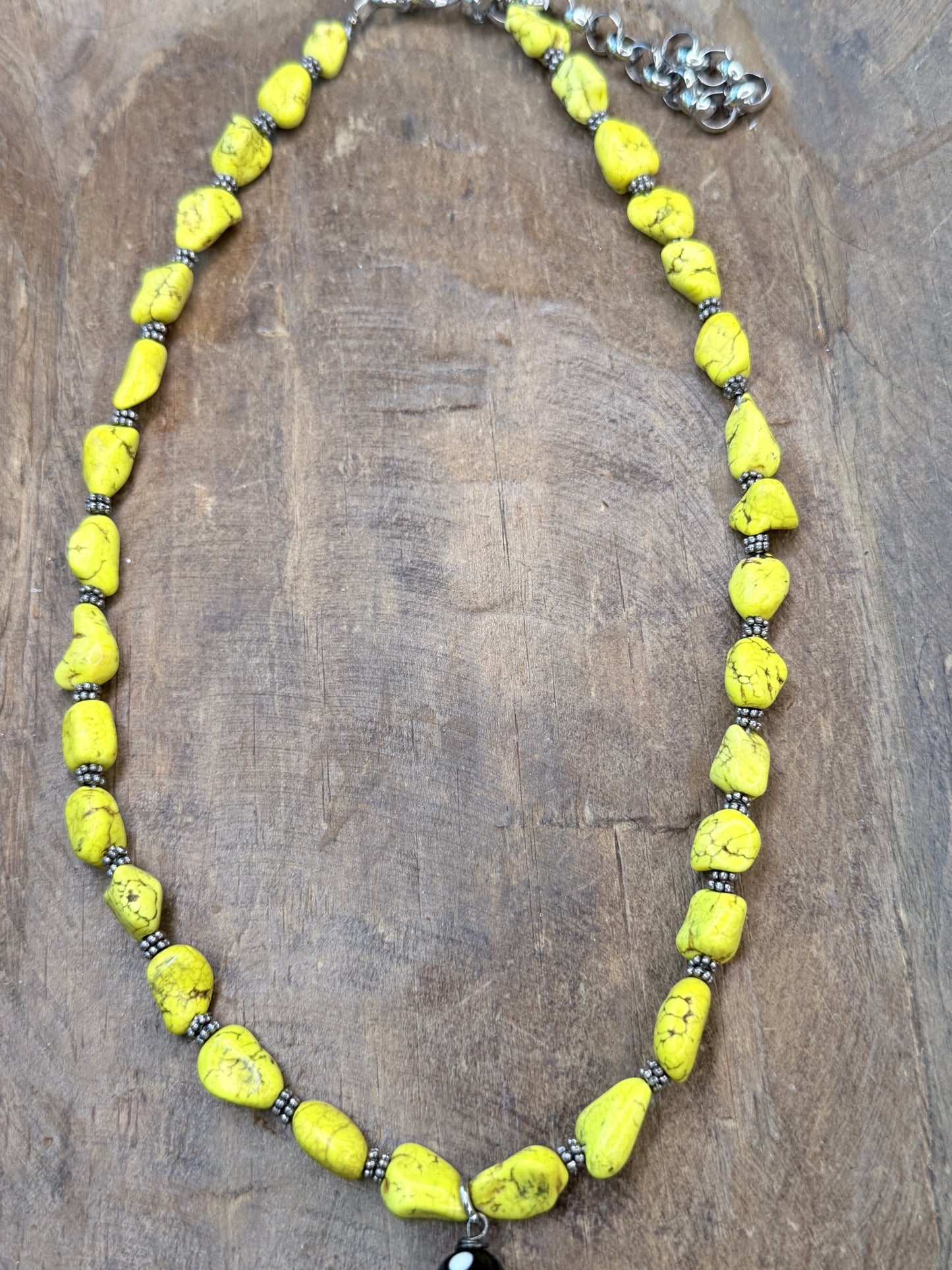 Yellow Beaded Star Dangle Necklace