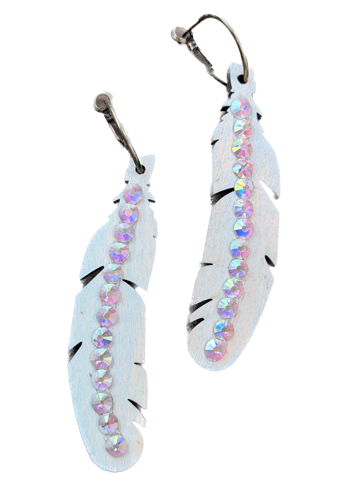 A Rare Bird- Blingy Wooden Feather Earrings