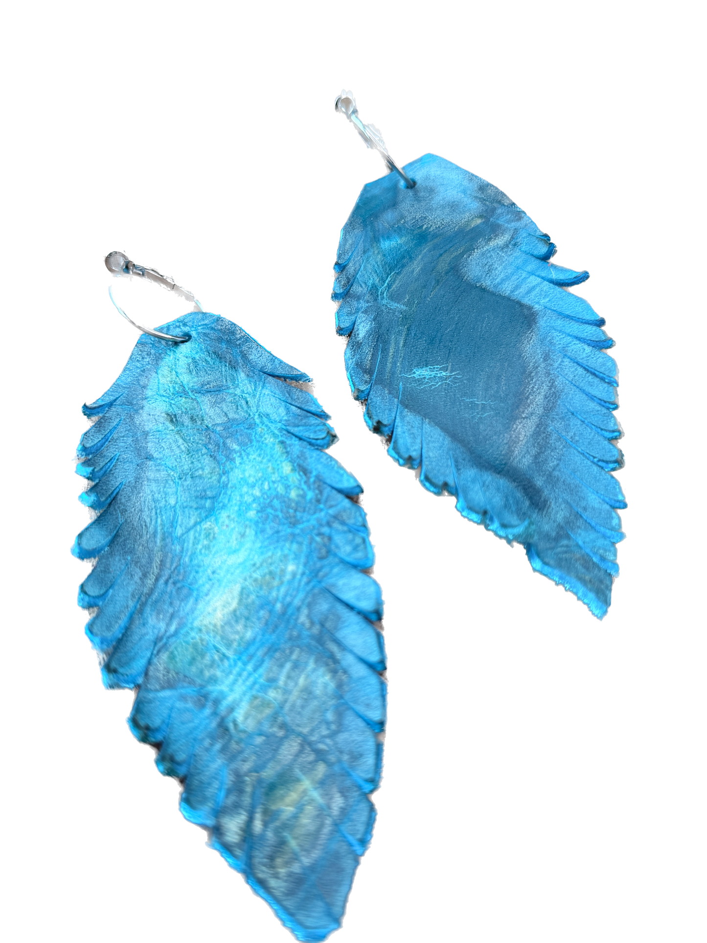 A Rare Bird- Leather Feather Earrings (Turquoise)