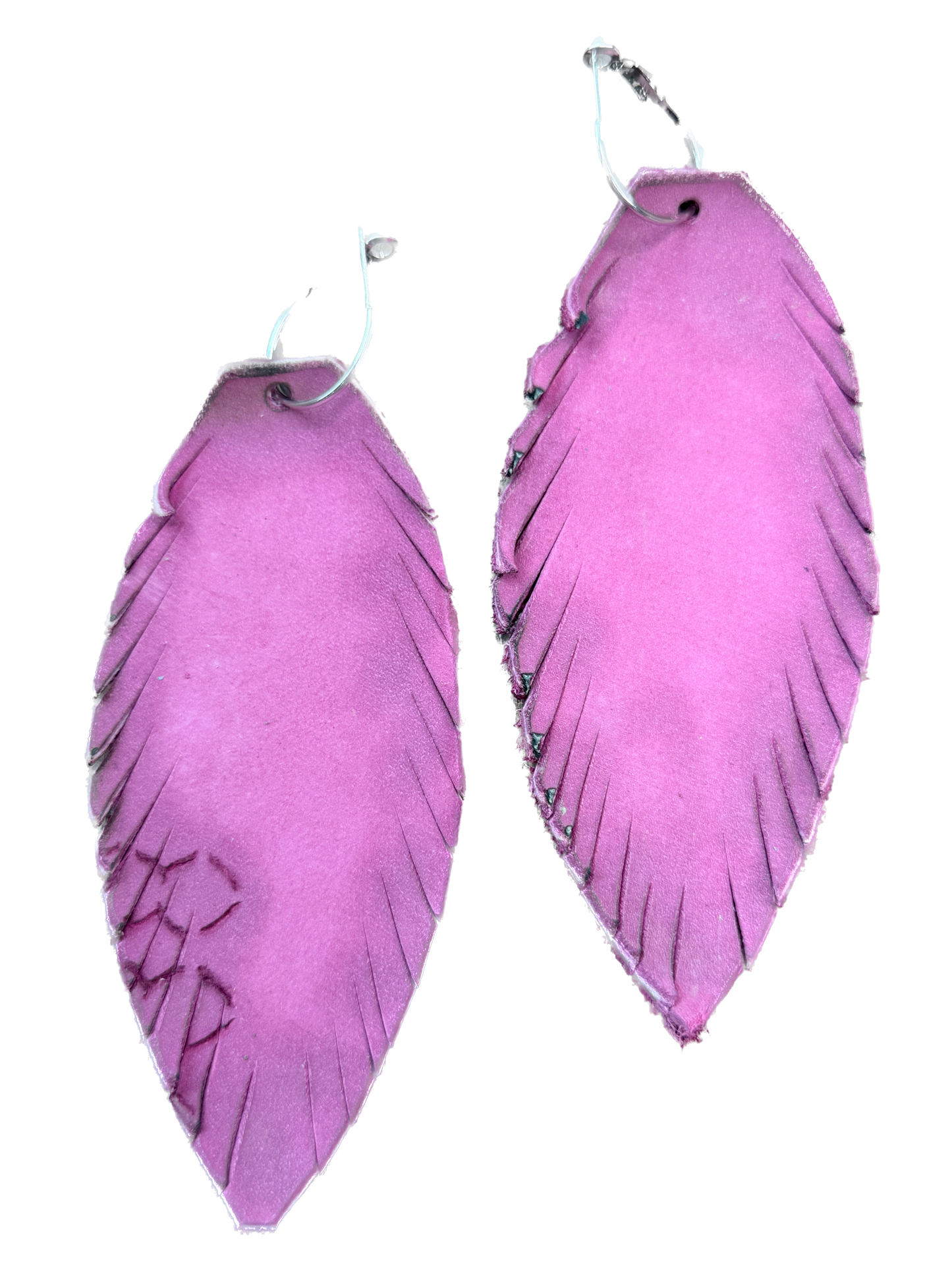 A Rare Bird- Leather Feather Earrings (Mauve)