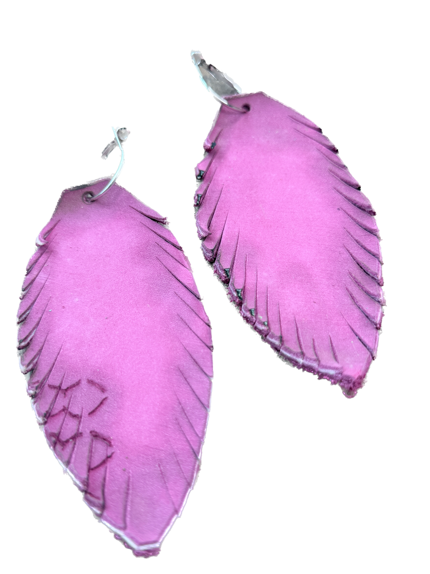 A Rare Bird- Leather Feather Earrings (Mauve)
