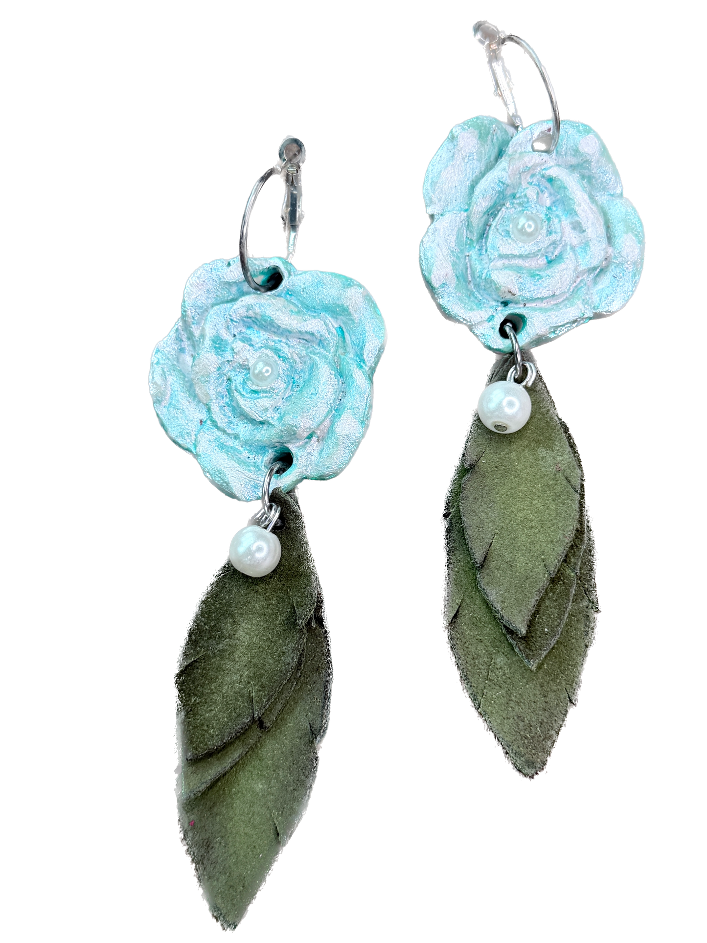 A Rare Bird- Clay Rose Earrings (Blue)