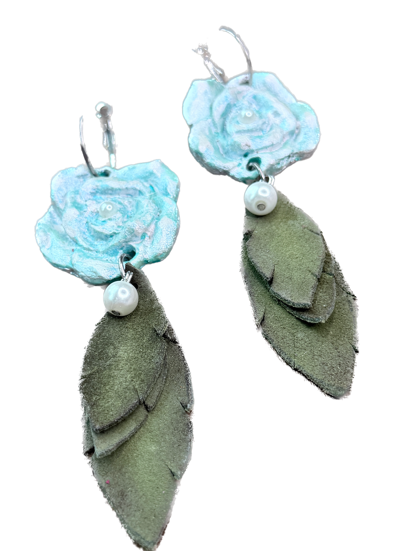 A Rare Bird- Clay Rose Earrings (Blue)
