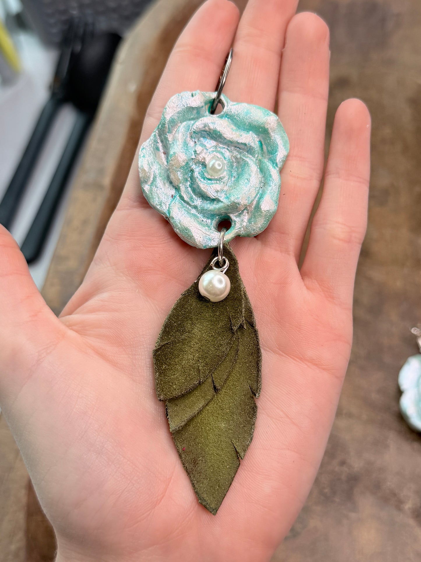 A Rare Bird- Clay Rose Earrings (Blue)
