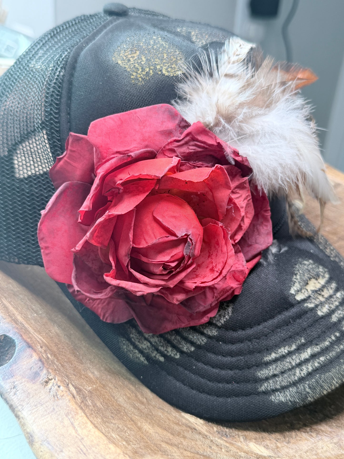 A Rare Bird- Flowers and Feathers Ball Cap