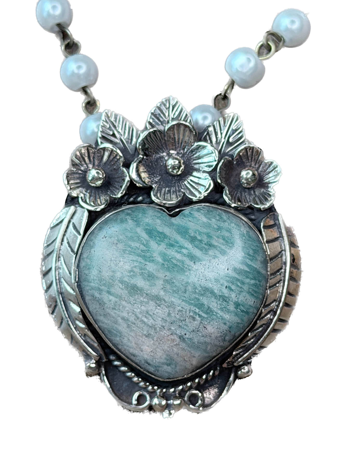 Tibetan Silver Dainty Amazonite Heart Necklace