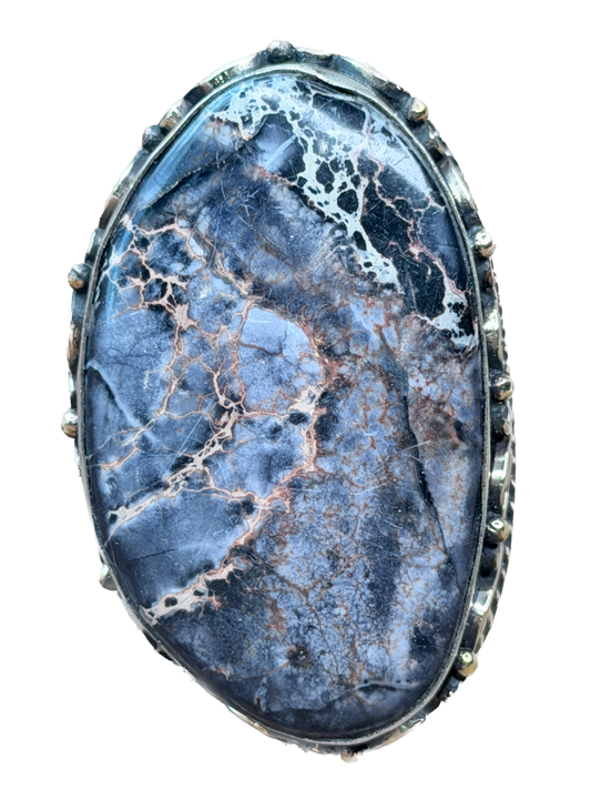 German Silver Black Sea Sediment Jasper Ring