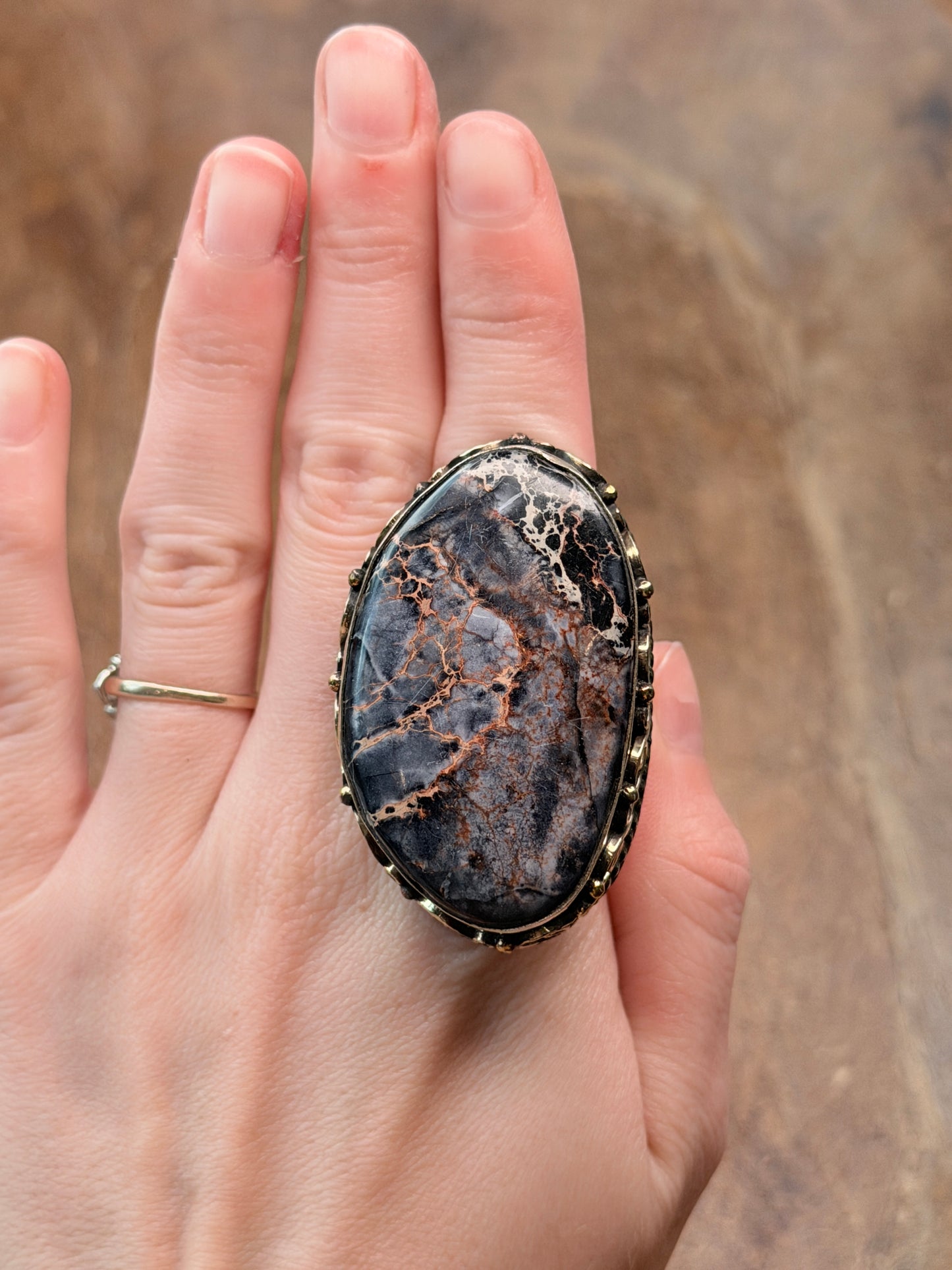 German Silver Black Sea Sediment Jasper Ring