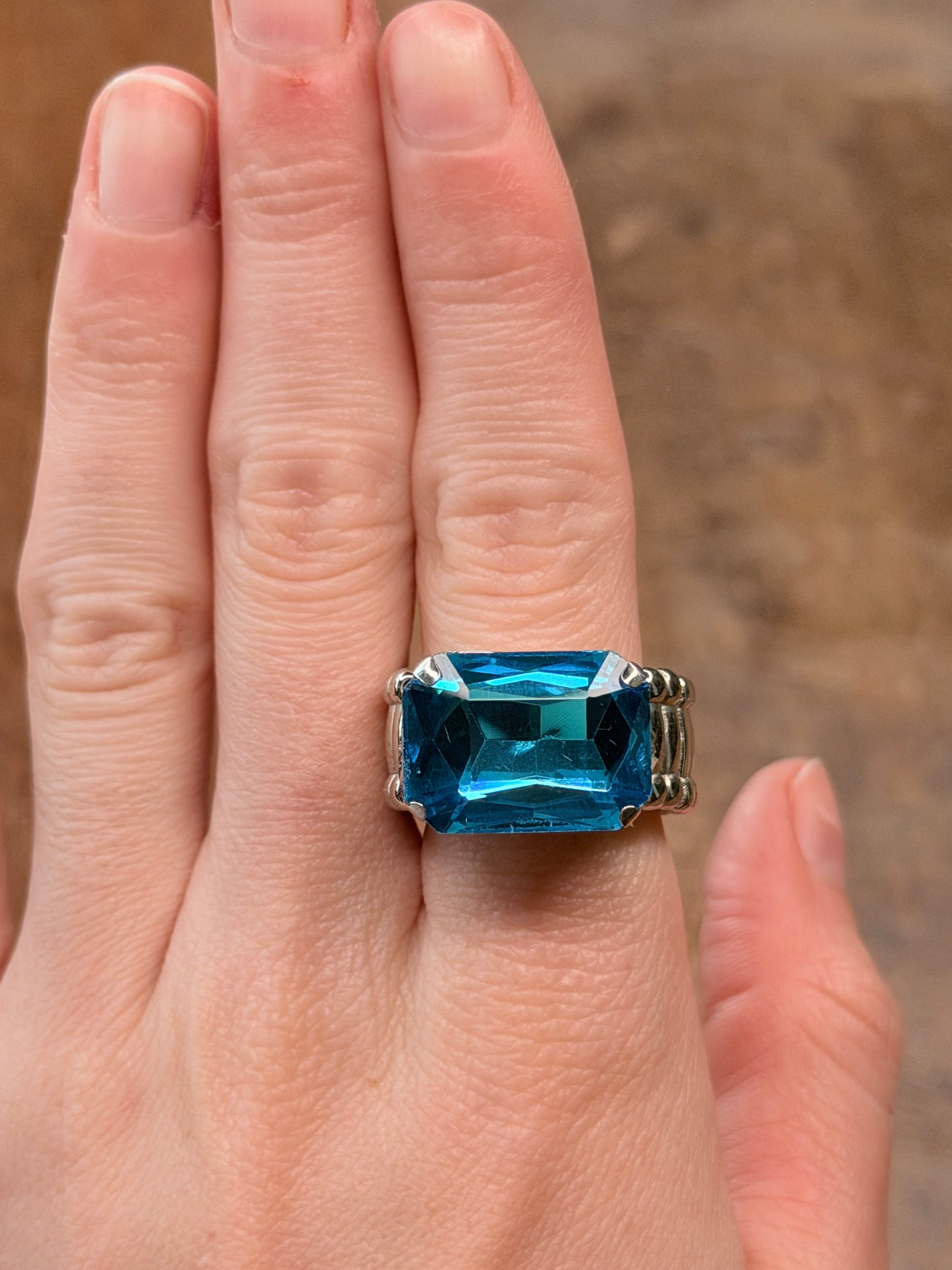 Blue Lagoon Crystal Stretch Ring