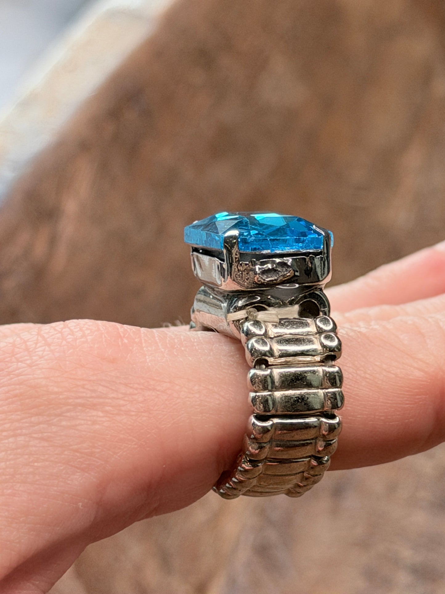 Blue Lagoon Crystal Stretch Ring