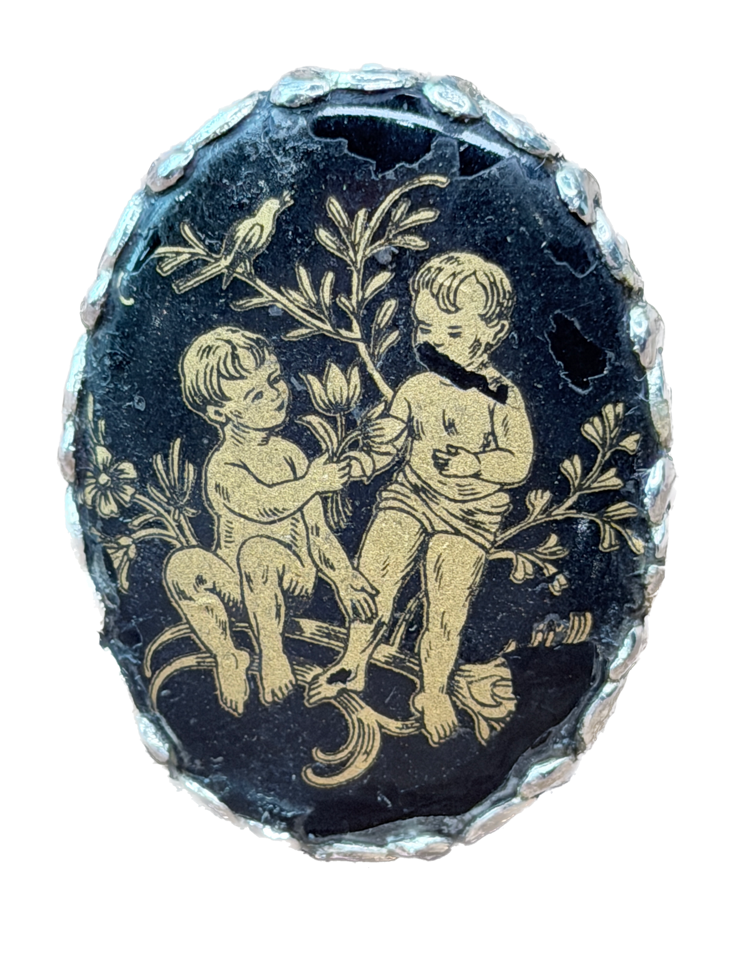 German Silver Secret Garden Cameo Ring