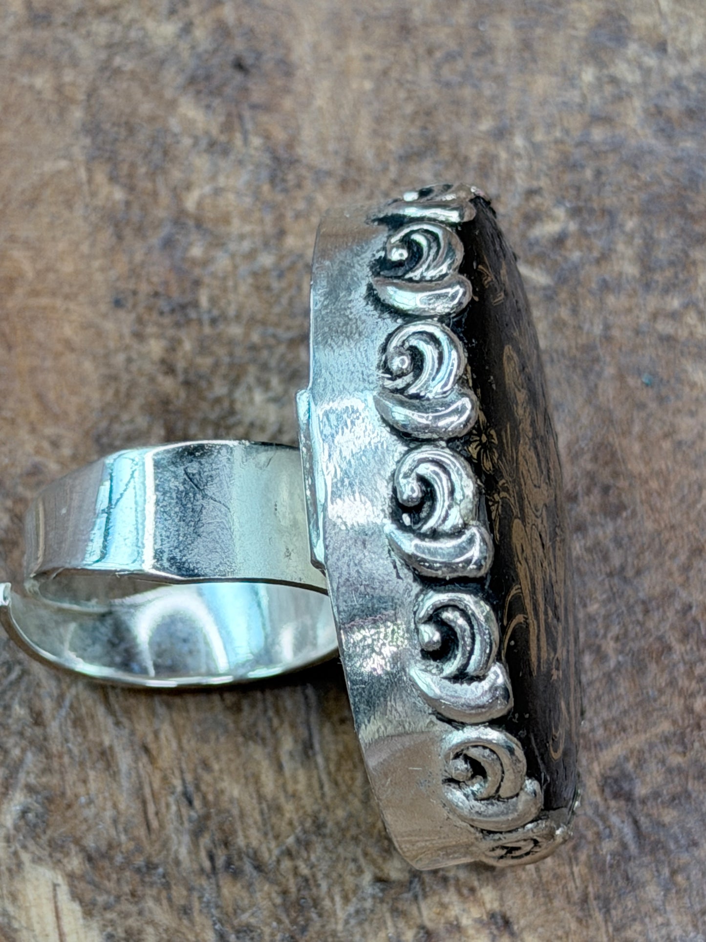German Silver Secret Garden Cameo Ring