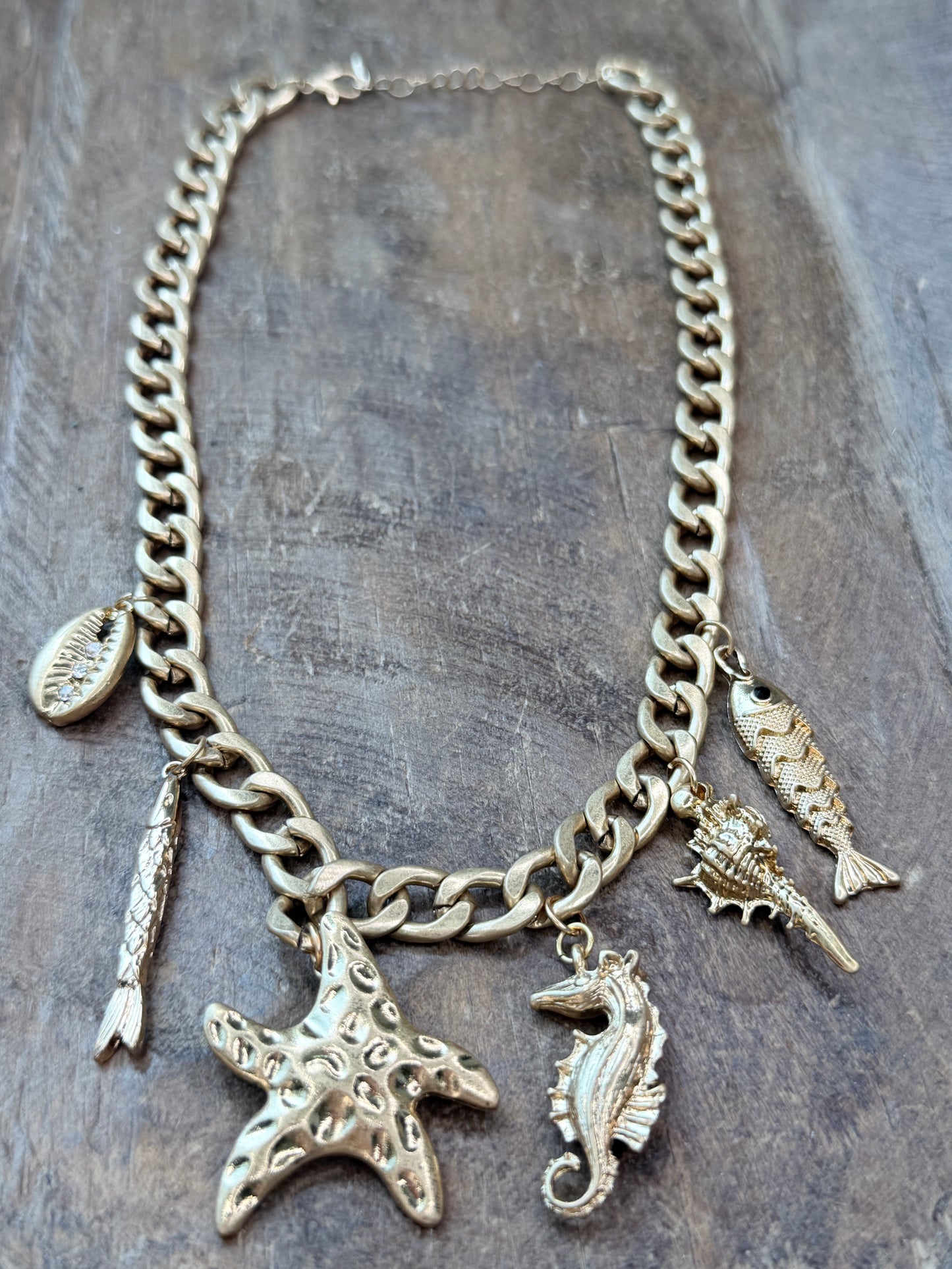 Golden Ocean Treasure Statement Necklace