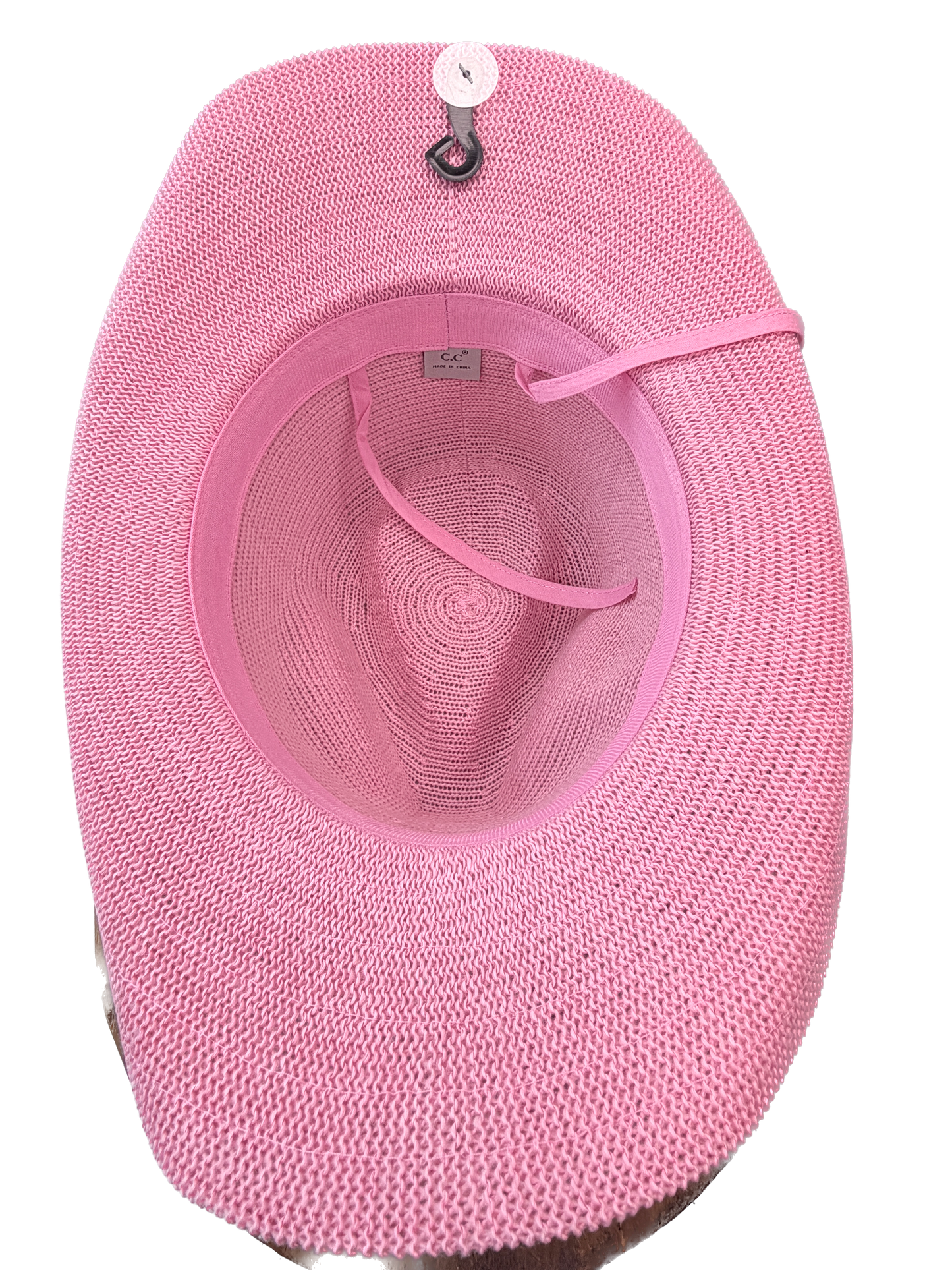 Woven Cowboy Hat With Hat Band (Pink)